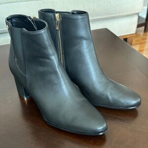Calvin Klein Black Ankle Boots with Gold Accent